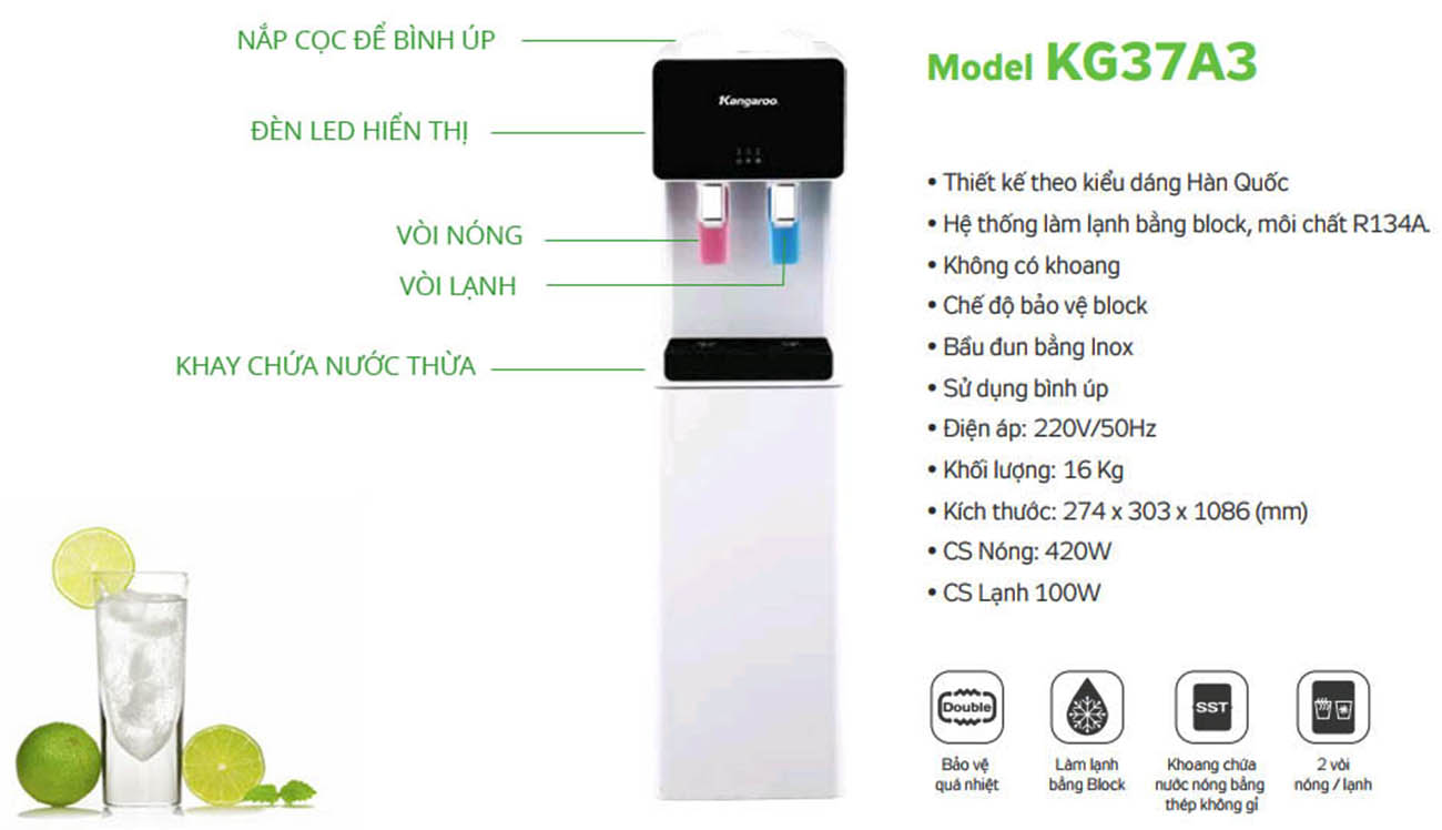 Cây nước nóng lạnh Kangaroo KG37A3