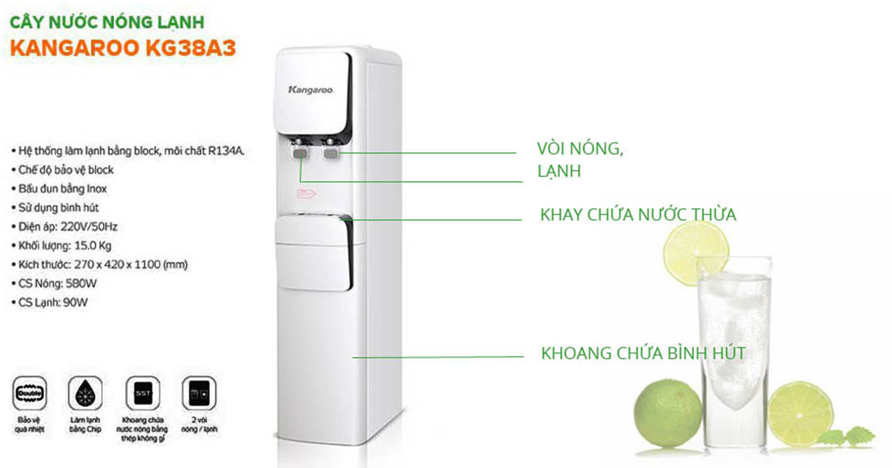 Tính năng Cây nước nóng lạnh Kangaroo KG38A3