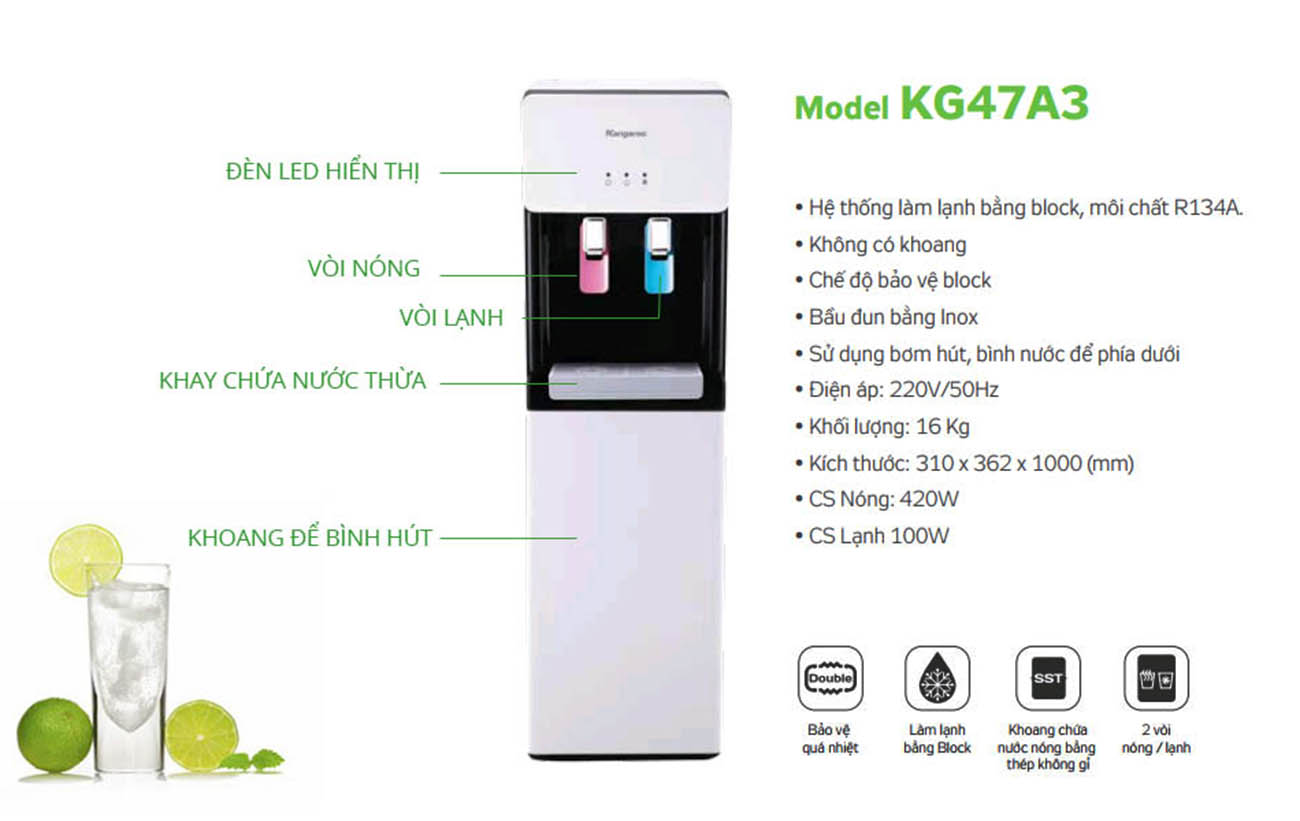 Tính năng Cây nước nóng lạnh Kangaroo KG47A3