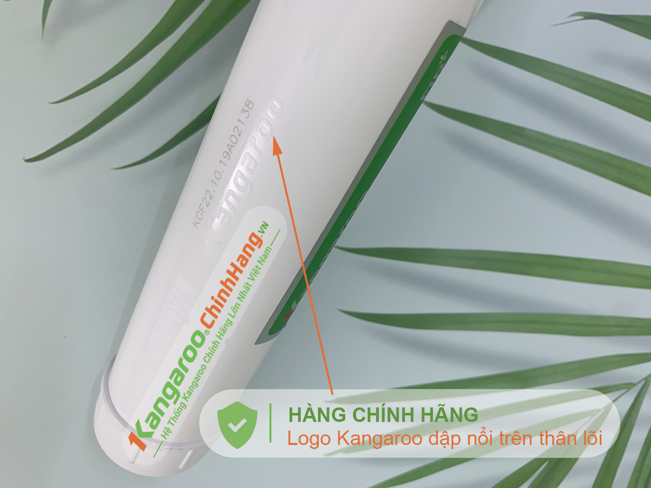 Logo Kangaroo dập nổi trên Lõi lọc nước Kangaroo Hydrogen số 5 FIR + (HA)