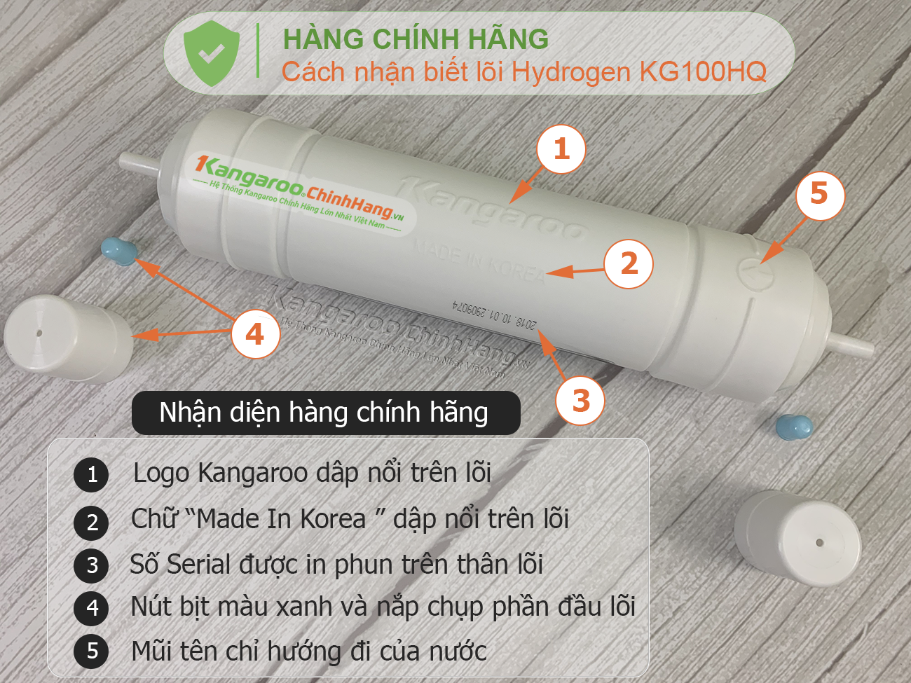 Những lưu ý của Lõi lọc nước Kangaroo Hydrogen KG100HQ số 6 OrpH +  chính hãng