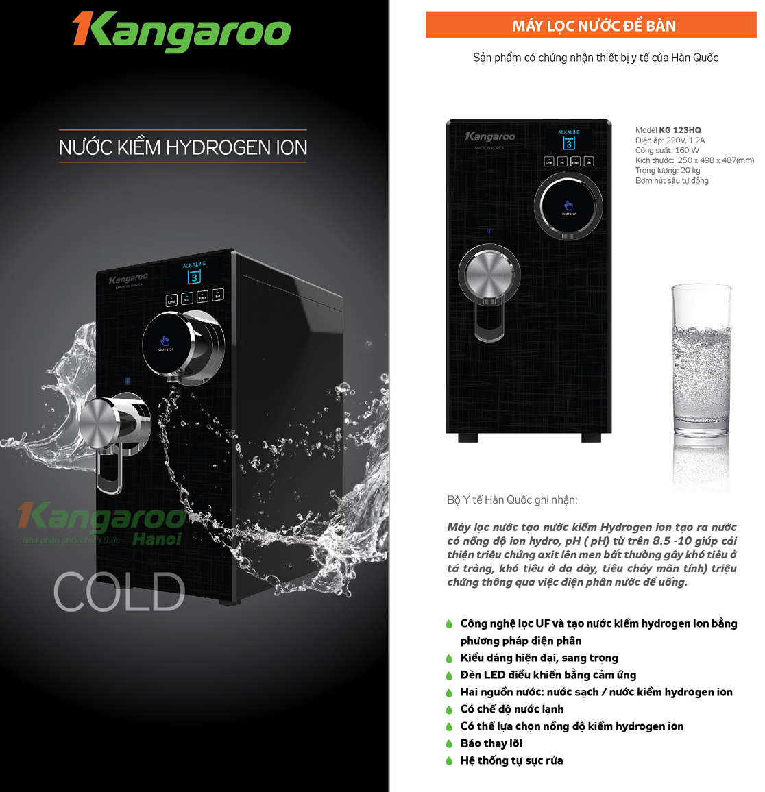 Máy lọc nước Kangaroo Hydrogen để bàn KG123HQ Máy lọc nước Kangaroo Hydrogen để bàn KG123HQ