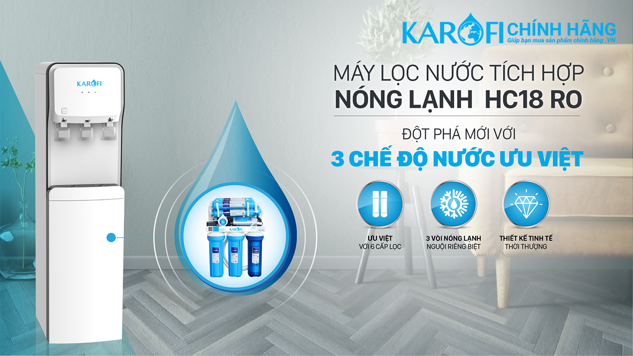 Máy lọc nước nóng lạnh Karofi HC18-RO