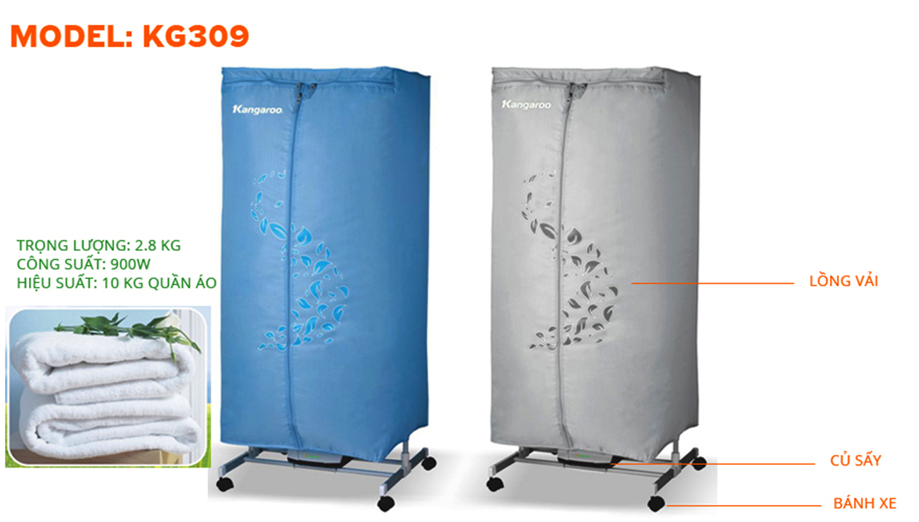 Tính năng Máy sấy quần áo Kangaroo KG309