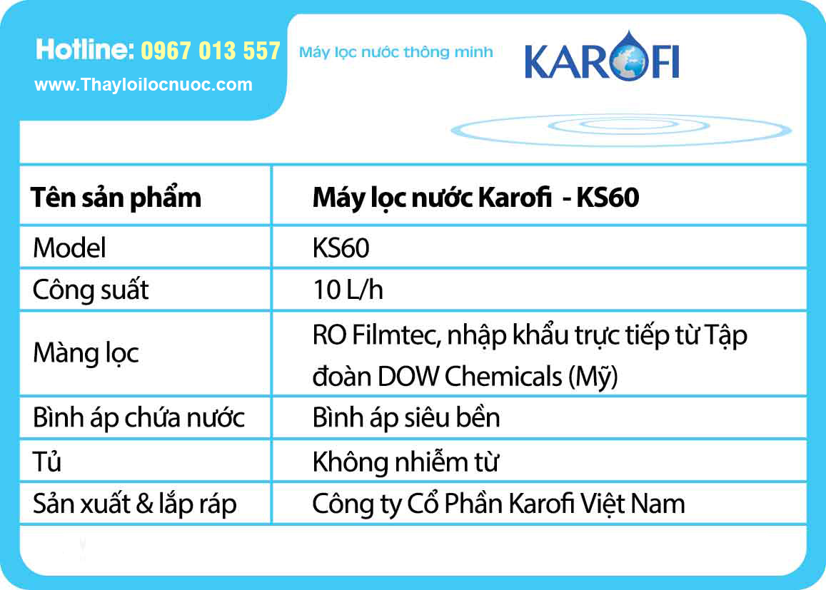 Tem máy lọc nước Karofi sRO Tem máy lọc nước Karofi sRO
