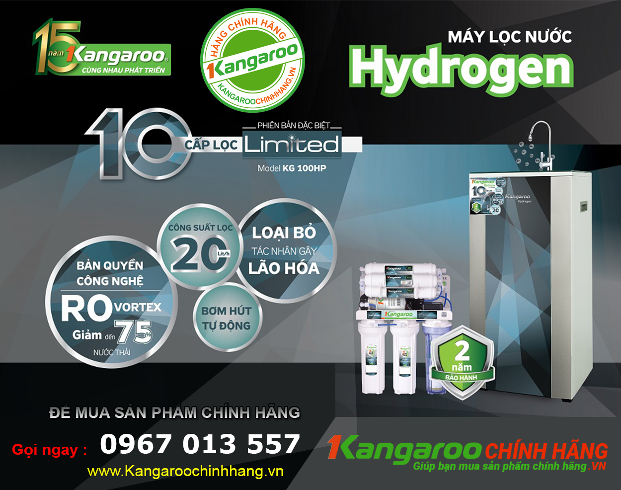 Máy lọc nước Kangaroo Hydrogen Plus KG100HP