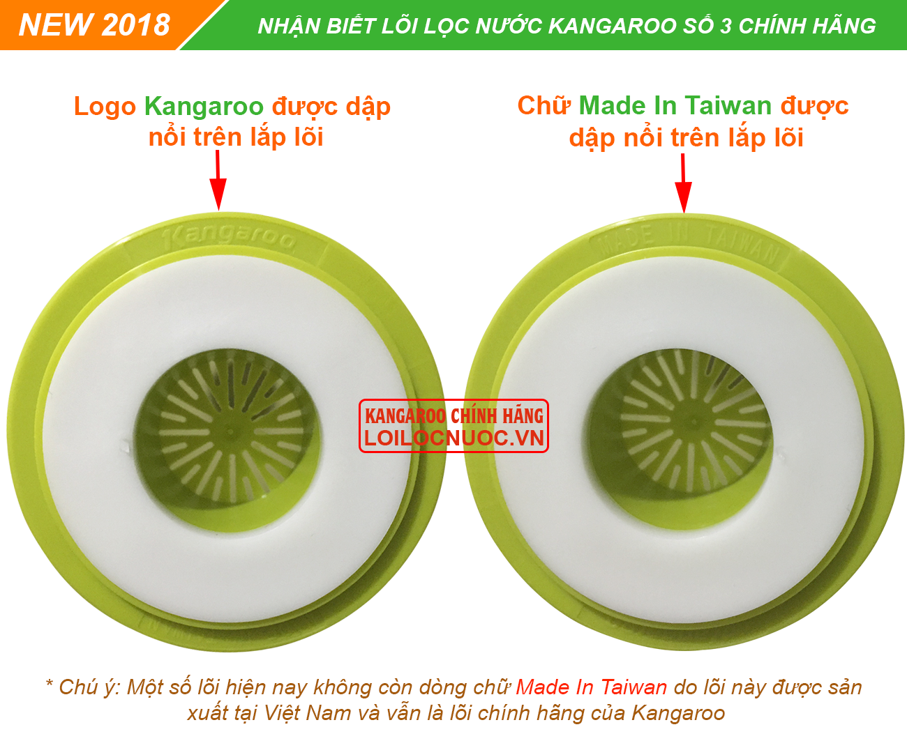 Nhận biết lõi lọc nước Kangaroo số 3 chính hãng