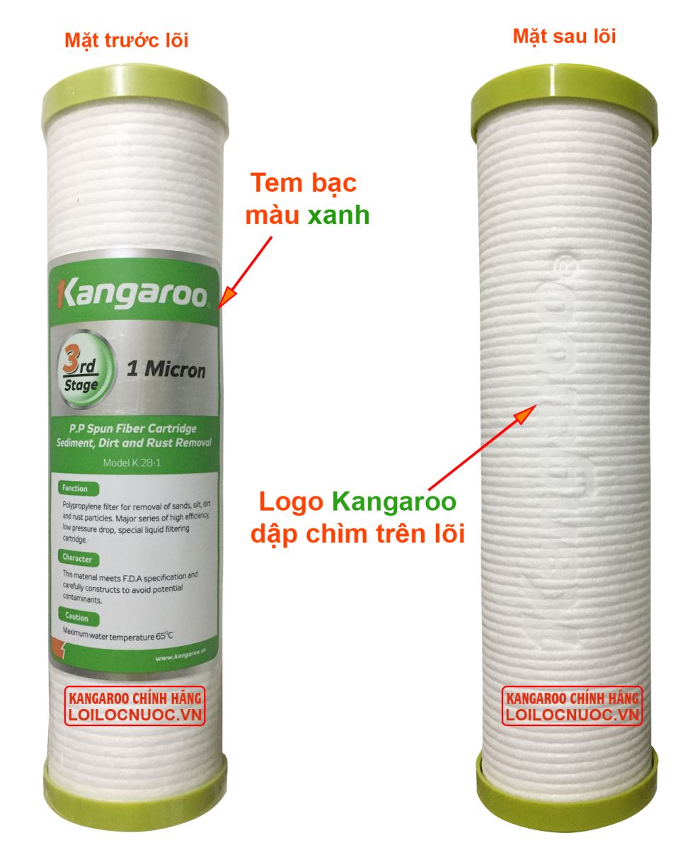Nhận biết lõi lọc nước Kangaroo số 3 chính hãng