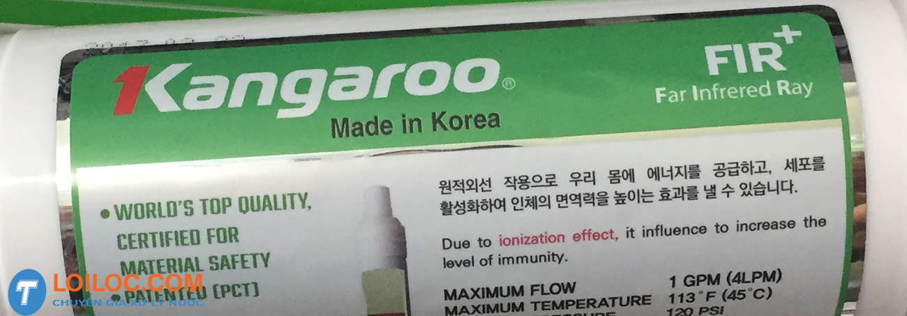 Tem bạc trên lõi lọc nước Kangaroo Hydrogen